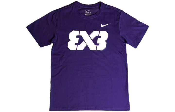 Nike Nike 3x4 T Shirts Unisex Purple White Crew Neck Moderate Straight Fit