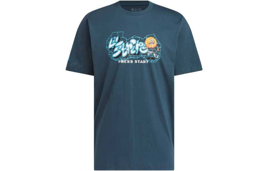 Adidas Adidas T Shirts Men's Arctic Ocean Blue Crew Neck Moderate Straight Fit