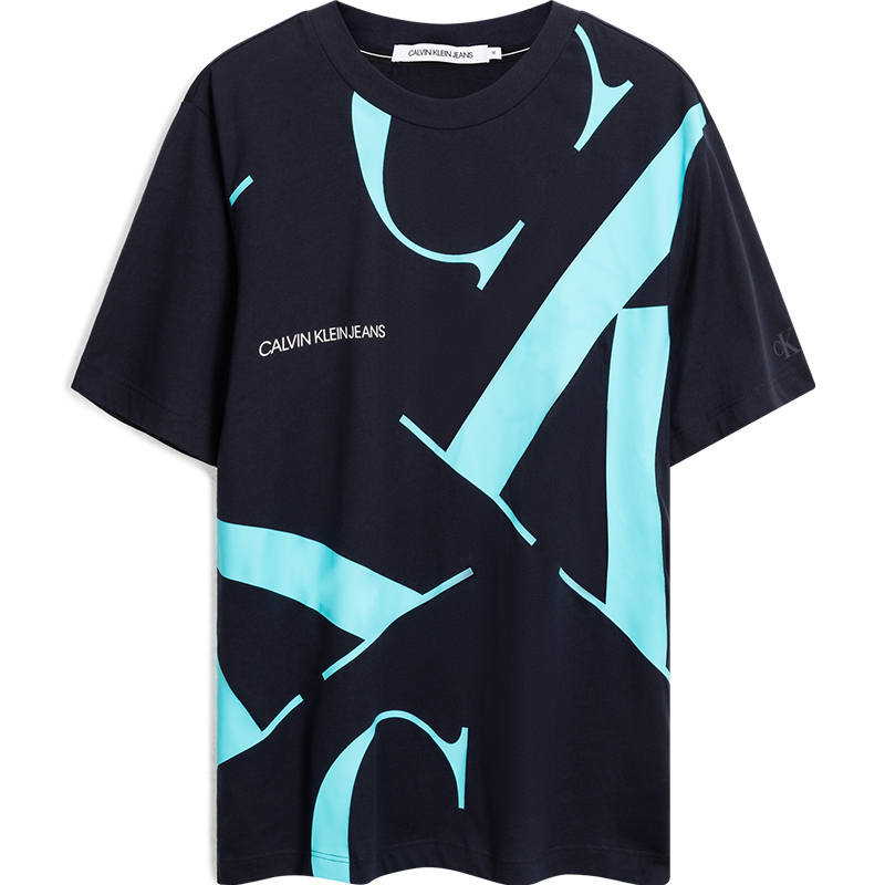 Calvin Klein CK/Calvin Klein T Shirt Unisex Blue Print On Black Background