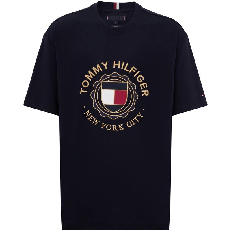 Tommy Hilfiger T Shirts Men's Navy Blue DW5 Crew Neck Moderate Straight Fit