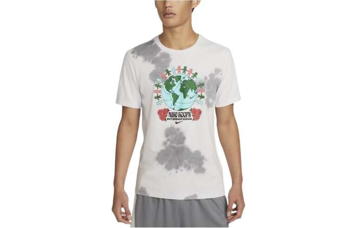 Nike Nike T Shirts Men's Gray Crew Neck Moderate Straight Fit