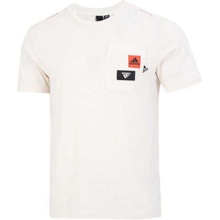 Adidas Adidas T Shirts Men's White Crew Neck Moderate Straight Fit