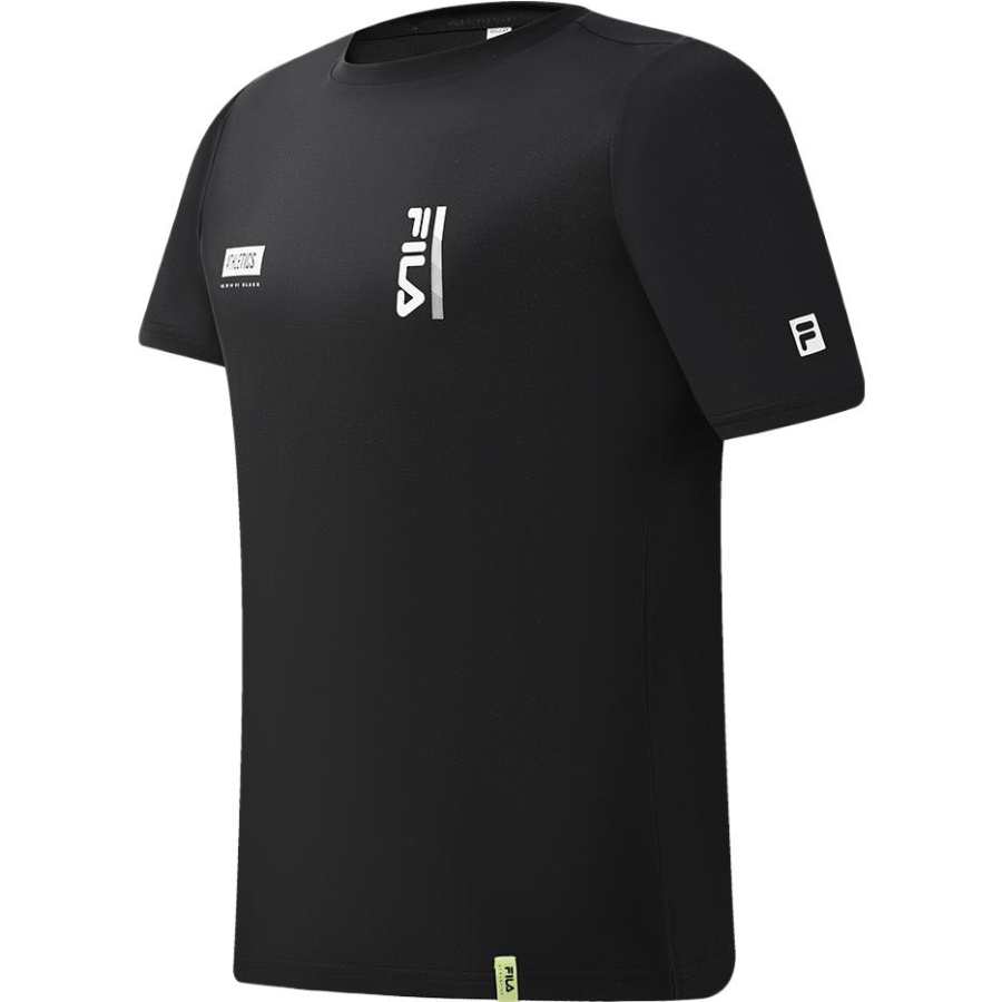 FILA T Shirts Men's Pitch Black Crew Neck Moderate