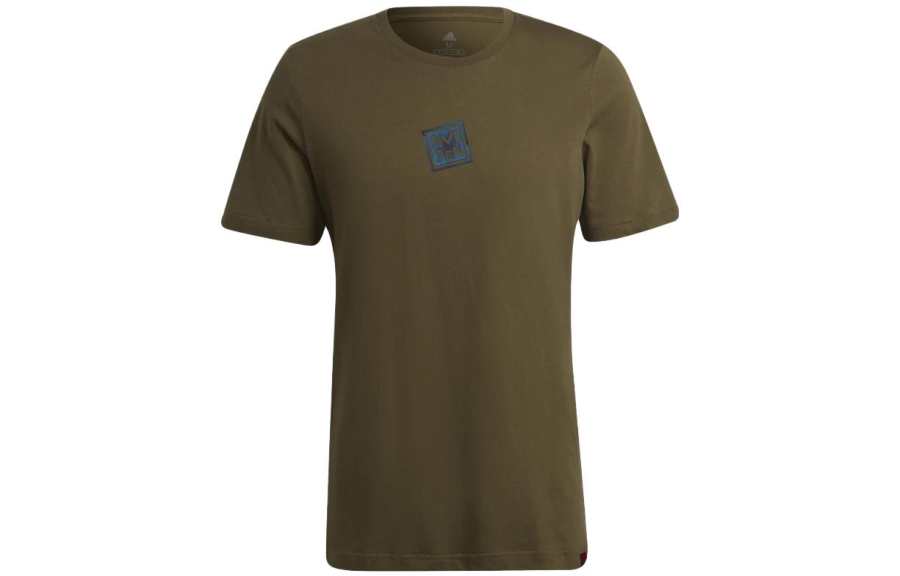 Adidas Adidas T Shirts Men's Brown Crew Neck Moderate Straight Fit