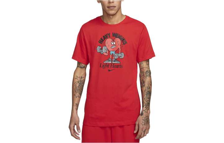 Nike Nike T Shirts Men's Red Crew Neck Moderate Straight Fit