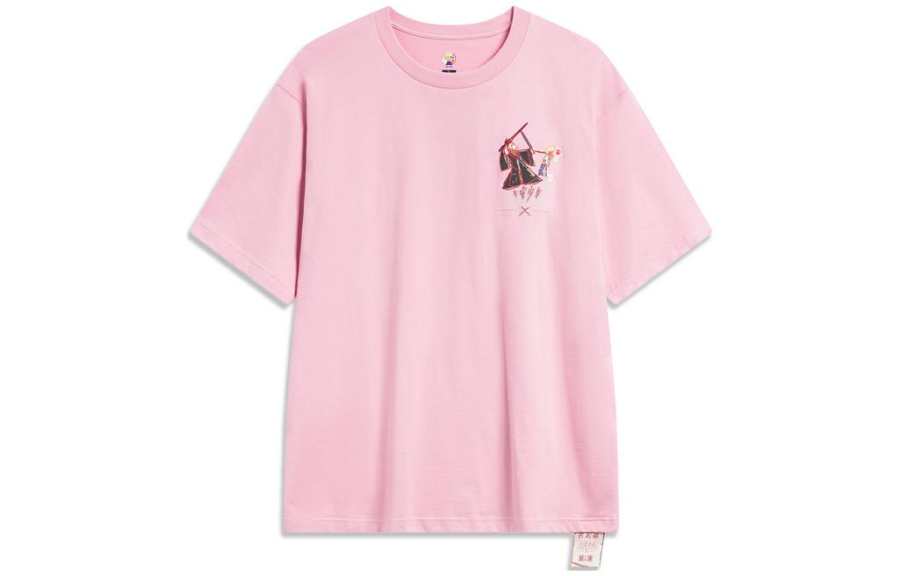Li-Ning Li Ning Badfive Drop Shoulder Sleeve T Shirt Unisex Flower Branch Pink