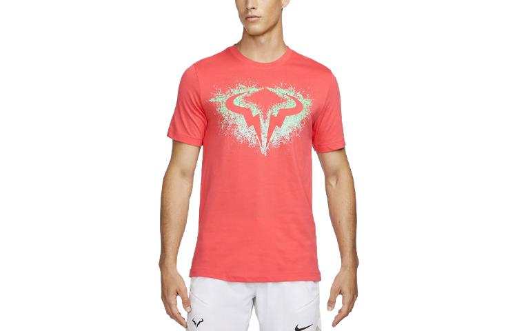 Nike Nike T Shirts Men's Orange Red Crew Neck Moderate Straight Fit