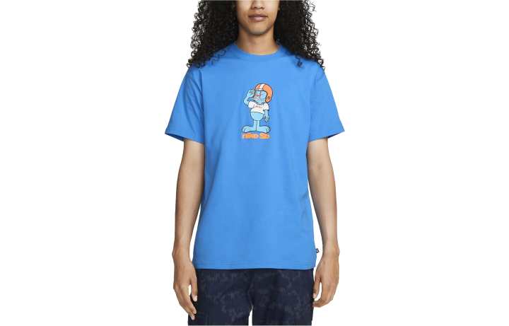 Nike Nike T Shirts Men's Blue Crew Neck Moderate Straight Fit