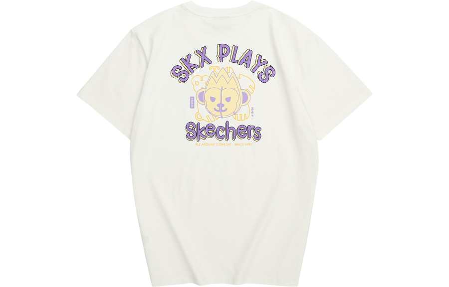 Skechers Paper Toys Joint Series T Shirts Unisex Crew Neck Moderate Straight Fit