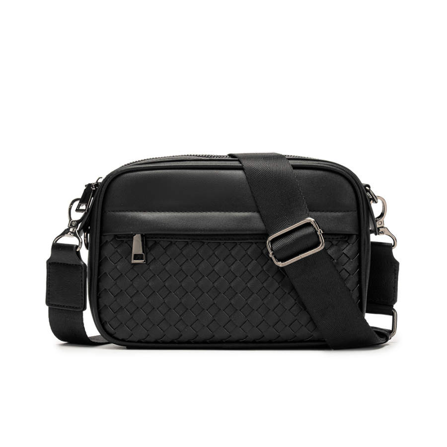 LAORENTOU Synthetic Leather Shoulder Bag, Crossbody Bag Regular Men's Black
