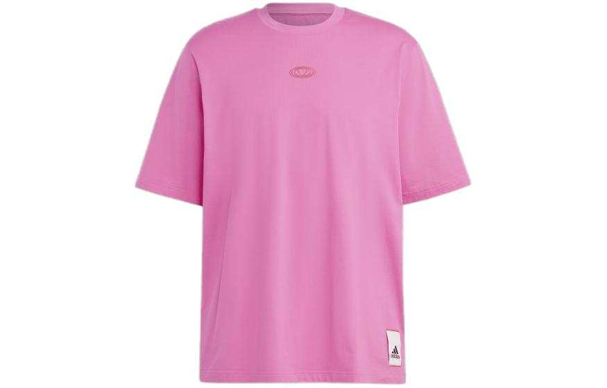 Adidas Adidas T Shirts Unisex Pink Crew Neck Moderate Straight Fit