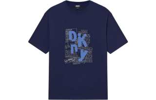 DKNY T Shirts Men's Navy Blue Crew Neck Moderate Straight Fit