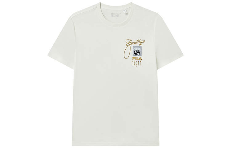 FILA T Shirts Men's Cloud White Crew Neck Moderate Straight Fit