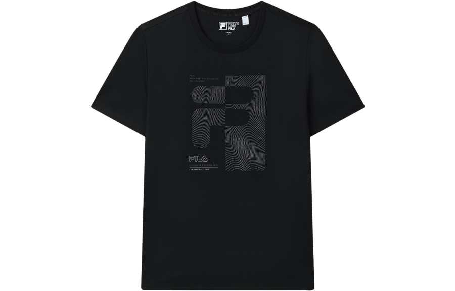 FILA T Shirts Men's Jet Black Crew Neck Moderate Straight Fit