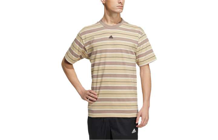 Adidas Adidas T Shirts Men's Yellow Crew Neck Moderate Straight Fit