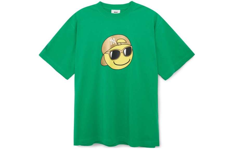 MLB T Shirts Women's Green Crew Neck Moderate Straight Fit