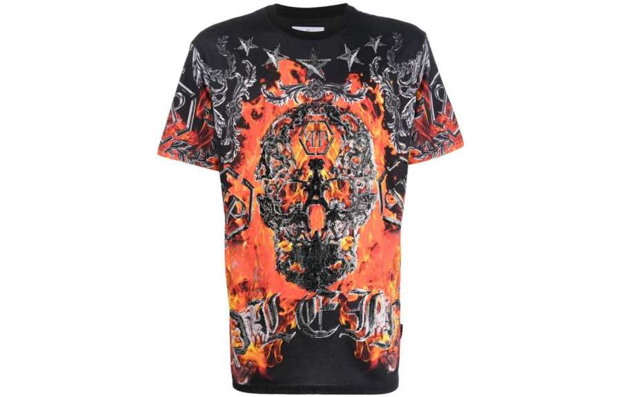 PHILIPP PLEIN 【Previous Season】flame-print short-sleeve T-shirt