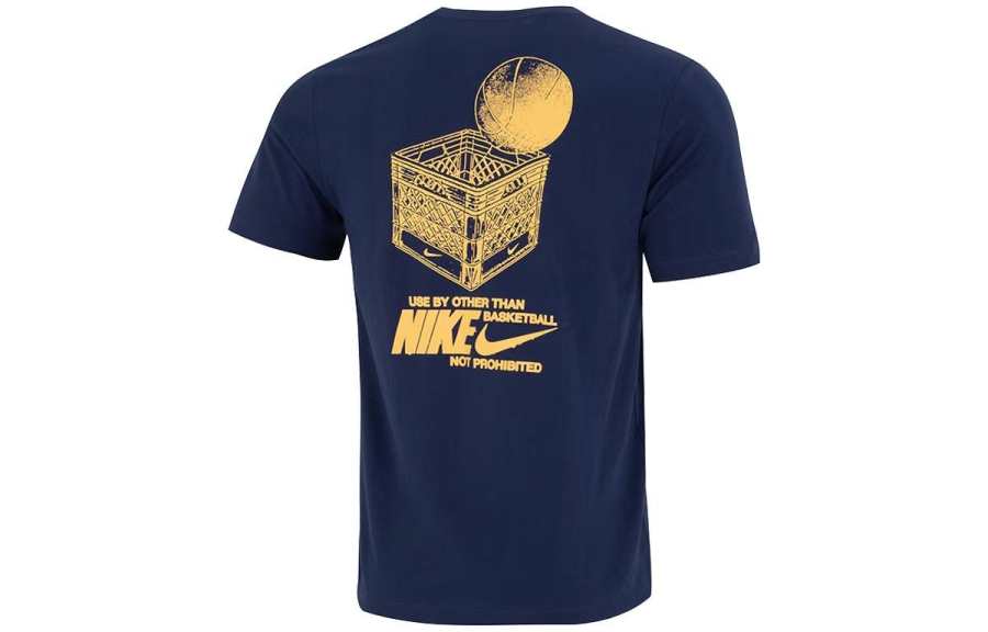 Nike Nike T Shirts Men's Navy Blue Crew Neck Moderate Straight Fit