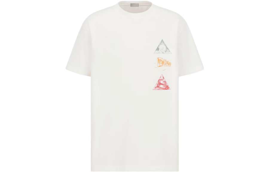 DIOR T Shirts Men's White Crew Neck Moderate Straight Fit