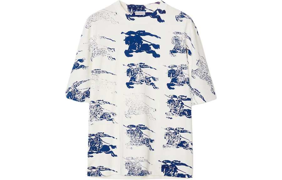 Burberry Equestrian Knight Printed Crewneck T-Shirt