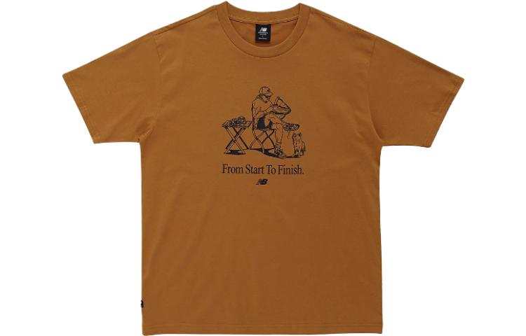 New Balance New Balance T Shirts Men's Coffee Crew Neck Moderate Straight Fit
