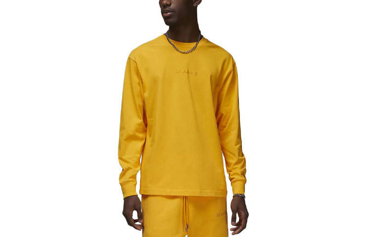 Jordan Jordan T Shirts Men's Yellow Crew Neck Moderate Straight Fit