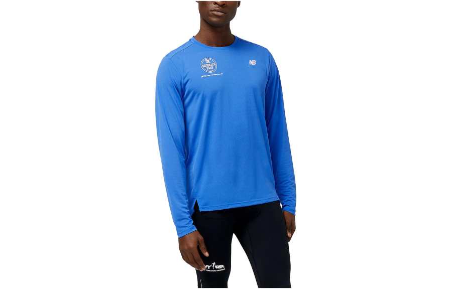 New Balance New Balance T Shirts Men's Blue Crew Neck Moderate Straight Fit