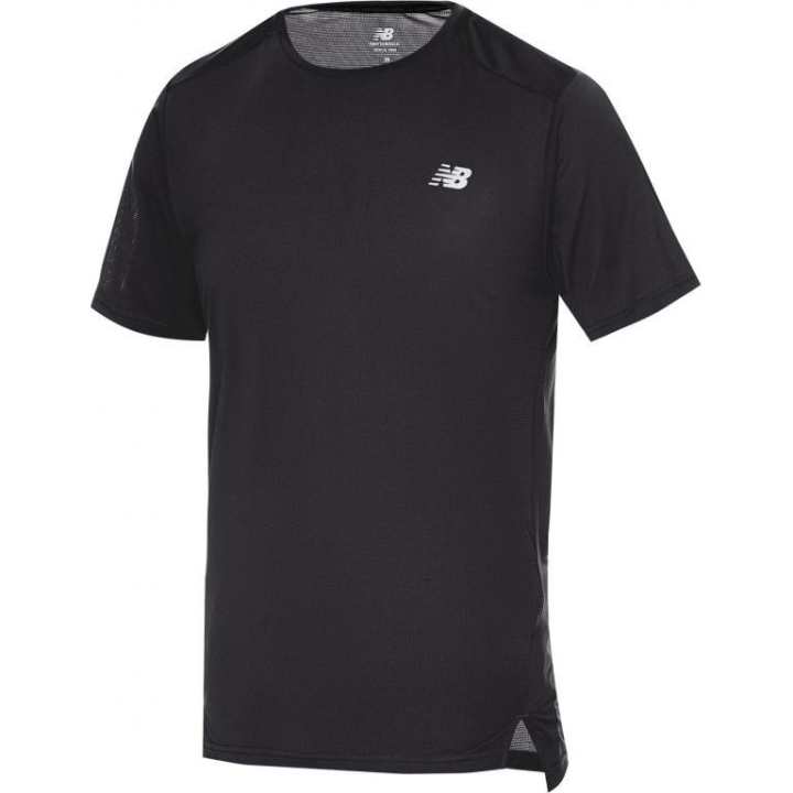 New Balance New Balance T Shirts Men's Black Crew Neck Moderate Straight Fit