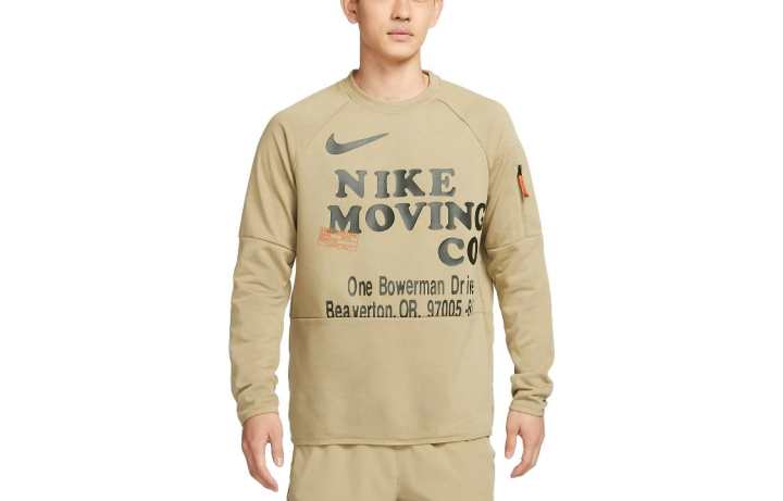 Nike Nike T Shirts Men's Khaki Crew Neck Moderate Straight Fit