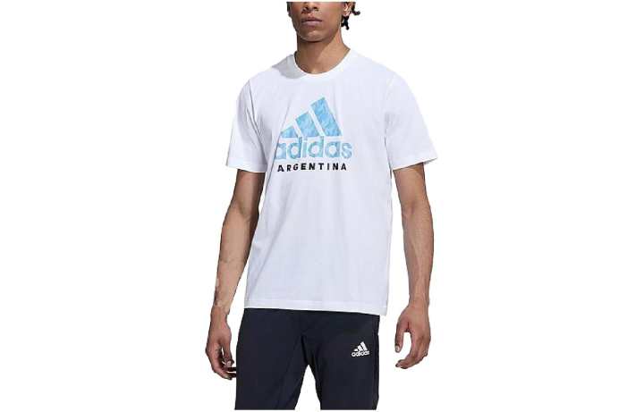 Adidas Adidas T Shirts Men's White Crew Neck Moderate Straight Fit