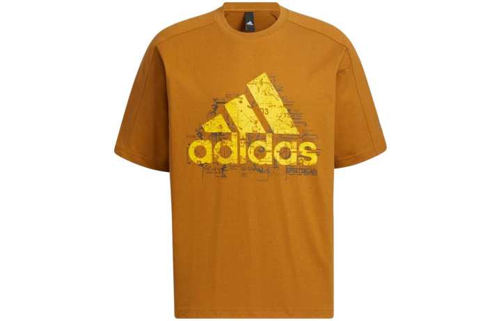 Adidas Adidas T Shirts Men's Yellow Crew Neck Moderate Straight Fit