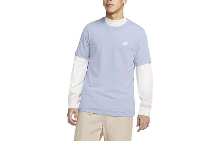 Nike Nike Sportswear T Shirts Men's Slate Blue Crew Neck Moderate Straight Fit