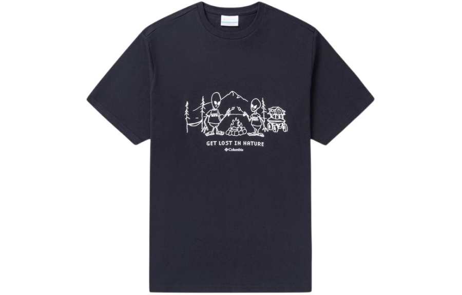 Columbia T Shirts Men's Black Crew Neck Moderate Straight Fit
