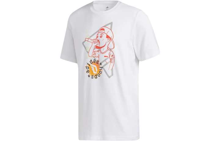Adidas Adidas T Shirts Men's White Crew Neck Moderate Straight Fit