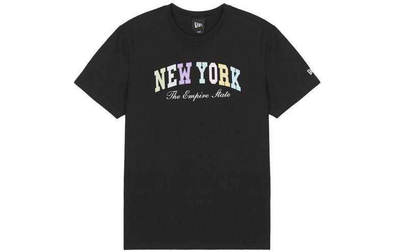 New Era T Shirts Men's Black Crew Neck Moderate Straight Fit