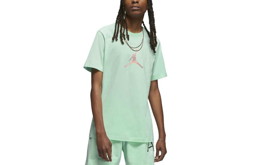 Jordan Jordan T Shirts Men's Green Crew Neck Moderate Straight Fit