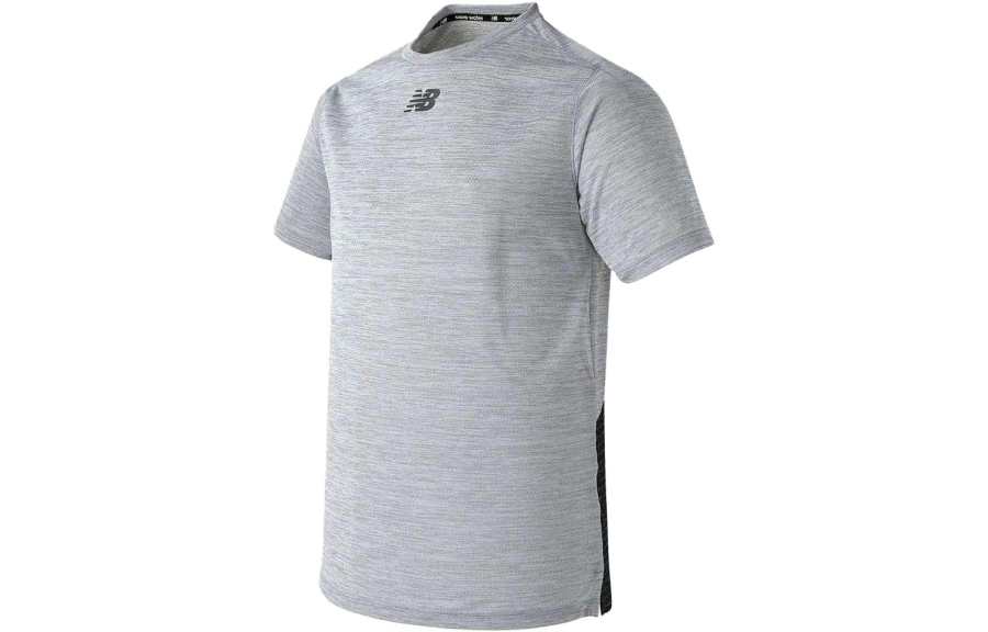New Balance New Balance T Shirts Men's Gray Crew Neck Moderate Straight Fit
