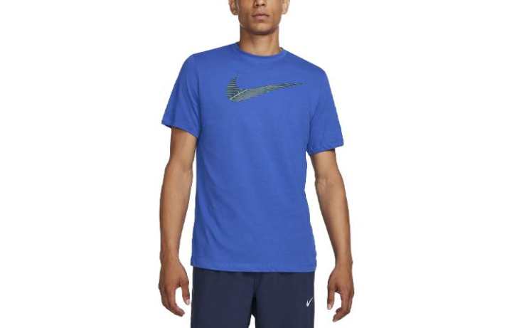 Nike Nike T Shirts Men's Blue Crew Neck Moderate Straight Fit