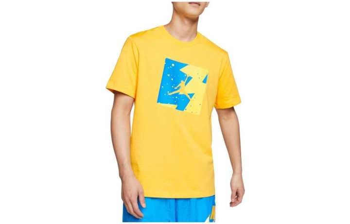 Jordan Jordan T Shirts Men's Yellow Crew Neck Moderate Straight Fit