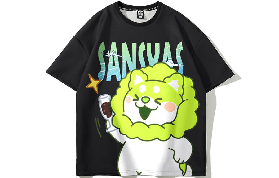 SANSYAS Vegetable Genie Co Branded Model T Shirts Unisex Black Crew Neck Moderate Straight Fit