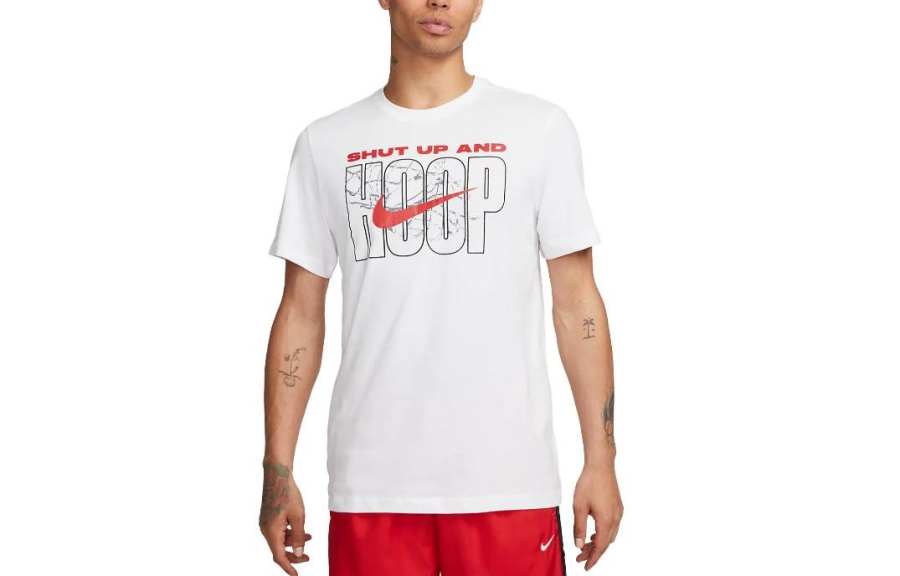 Nike Nike T Shirts Men's White Crew Neck Moderate Straight Fit