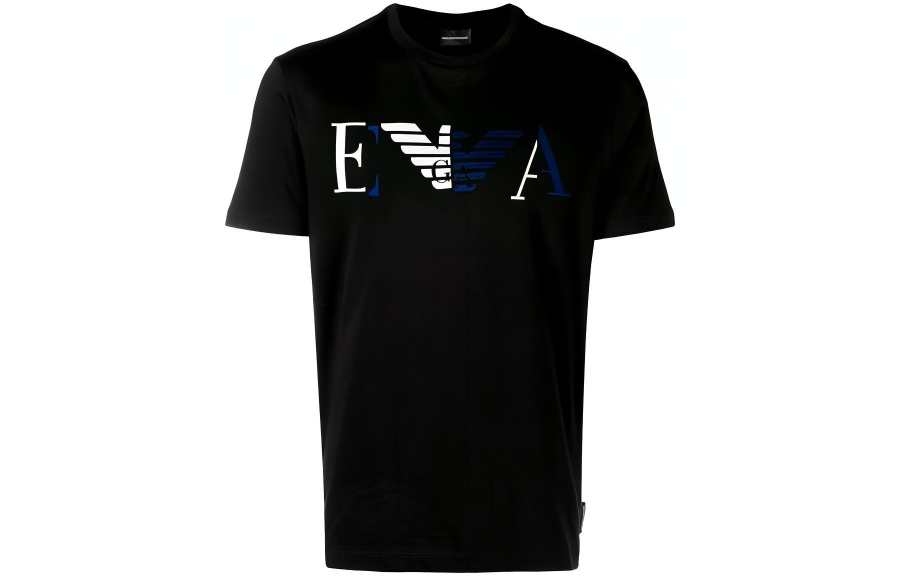 EMPORIO ARMANI EA T Shirts Men's Black Crew Neck Moderate Straight Fit