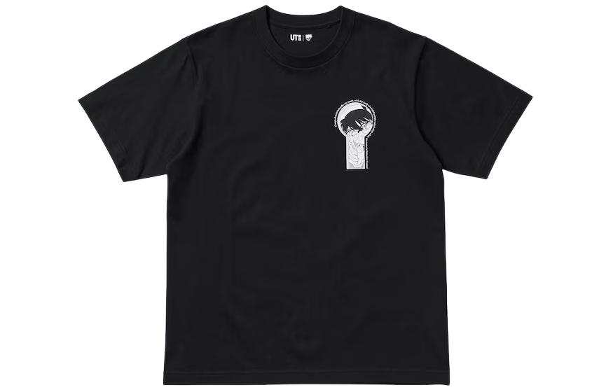 UNIQLO Detective Conan Co Branded T Shirts Unisex Black Crew Neck Moderate Straight Fit