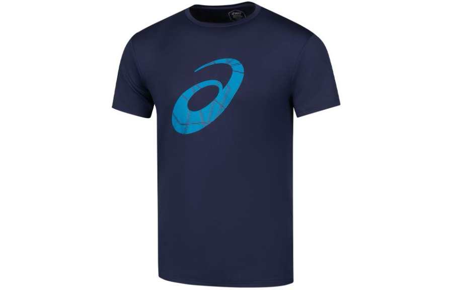 ASICS ASICS T Shirts Men's Navy Blue Crew Neck Moderate