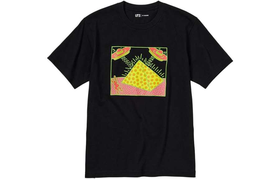 UNIQLO T Shirts Unisex Black Crew Neck Moderate