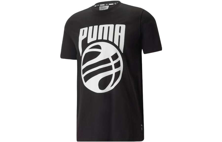 PUMA T Shirts Men's Black Crew Neck Thin Straight Fit