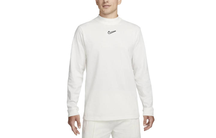 Nike Nike T Shirts Men's White Half Turtleneck Moderate Straight Fit