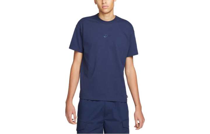 Nike Nike T Shirts Men's Dark Blue Crew Neck Thin Straight Fit