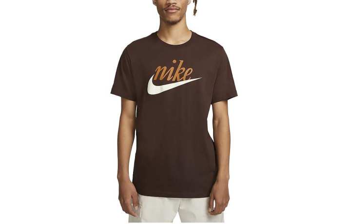 Nike Nike T Shirts Men's Brown Crew Neck Moderate Straight Fit
