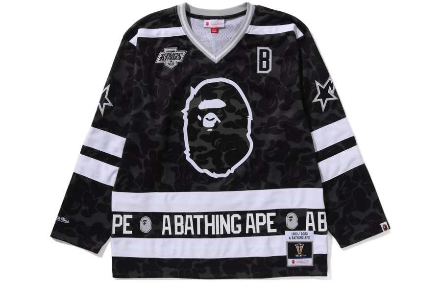 A BATHING APE Bape X Mitchell & Ness Nhl Florida Panthers Mesh Hockey Jersey L/S Tee